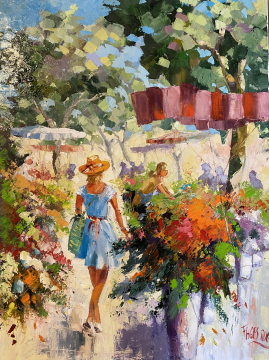 Roger FAGES - Promenade au marche aux fleurs