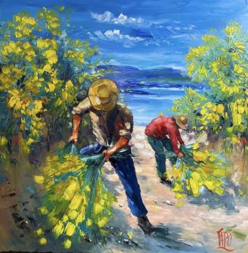 Roger FAGES - Cueillette du mimosas