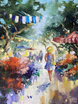 Roger FAGES - promenade au milieu des fleurs